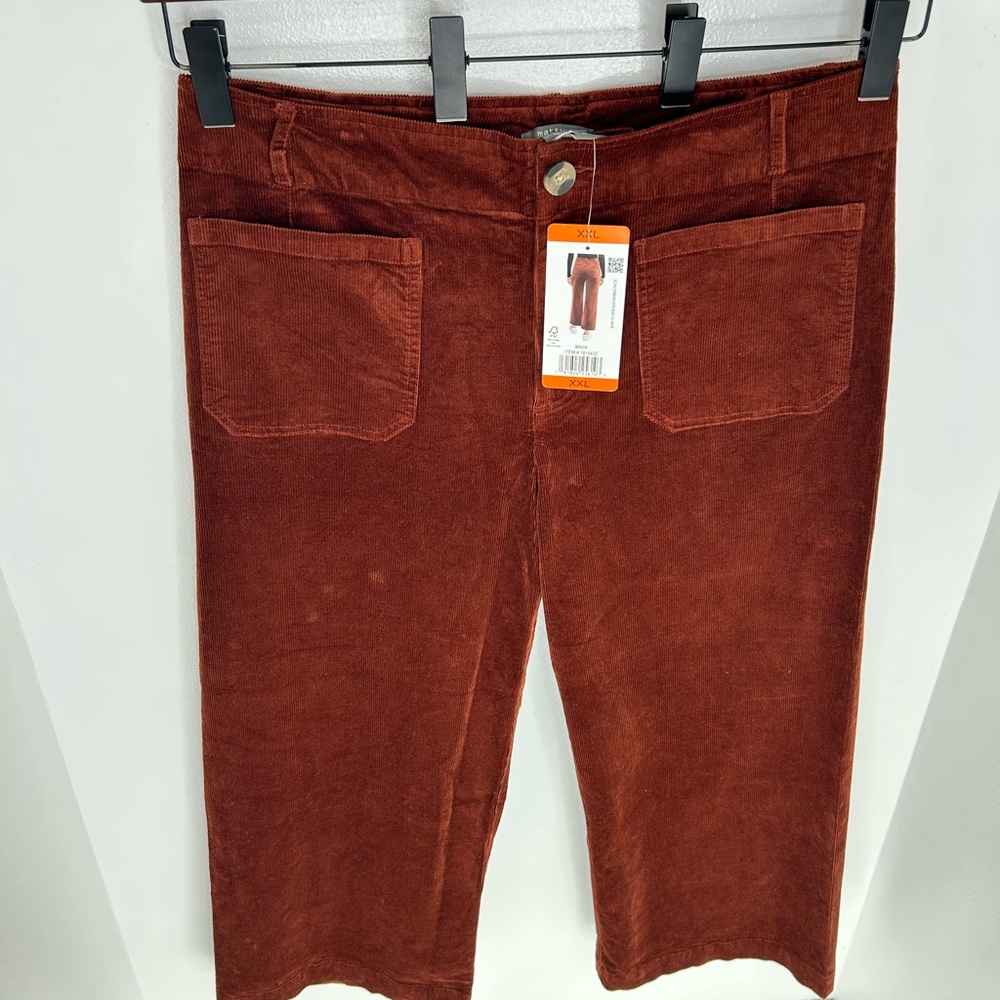 Matty M Wide Leg Corduroy Pants NWT Womens Size XXL High Rise Brick Boho 36x27 - Picture 5 of 14